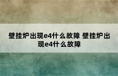 壁挂炉出现e4什么故障 壁挂炉出现e4什么故障